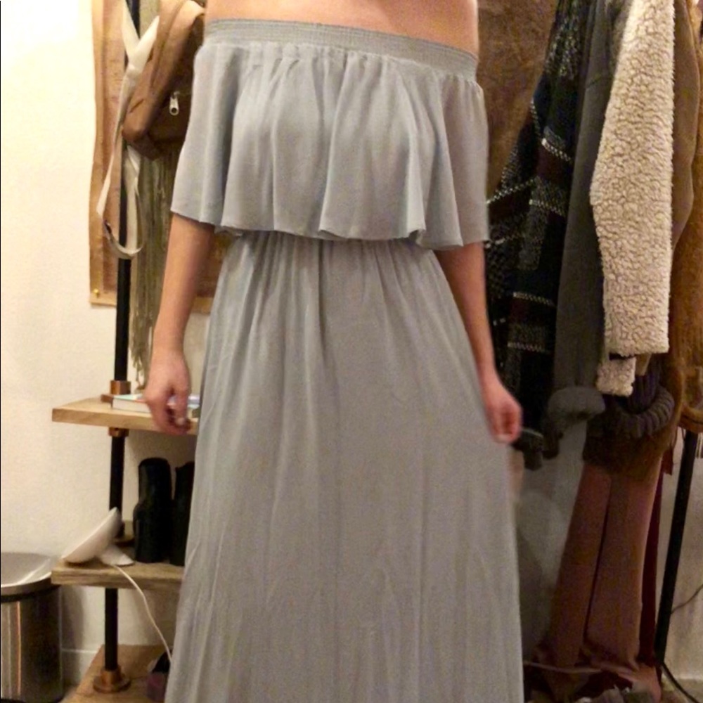 Powder Blue Off-the-shoulder Dress